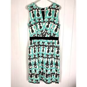 Milly of New‎ York Women's Aqua Blue Gray Geometric Print Sheath Dress Size 10